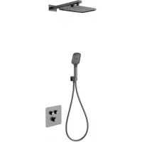 Душевой комплект Wonzon & Woghand WW-B4003-BGG 300x200 мм, с термостатом, темный графит матовый