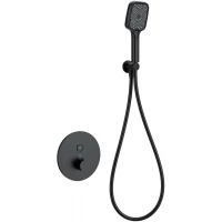 Термостат для душа Wonzon & Woghand WW-D1017-A-MB встраиваемый, с душевым гарнитуром, черный матовый