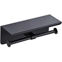 Держатель туалетной бумаги D-Lin D201507-2 с полкой для телефона, двойной, черный матовый 