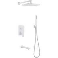 Душевой комплект Abber Wasser Kreis AF8017FW 310x200 мм, со смесителем, белый матовый