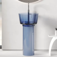 Раковина Abber Kristall AT2702Saphir 45x45 см, напольная, сапфир