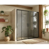 Душевая дверь MaybahGlass MGD-1825-6 180 см, профиль черный матовый, стекло графитовое