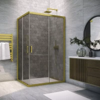 Душевой уголок Vegas Glass ZA-F NOVO h2000 120*90 03 07 120x90 см, профиль золотой матовый, стекло графитовое