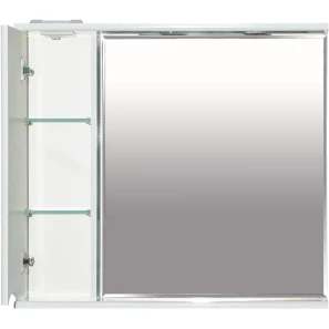 Изображение товара зеркальный шкаф misty элвис п-элв-01085-011л 83,2x74,2 см l, с подсветкой, выключателем, белый глянец