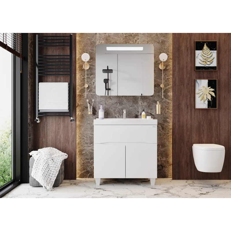 Зеркальный шкаф 80x70,6 см белый глянец Onika Неаполь 208094