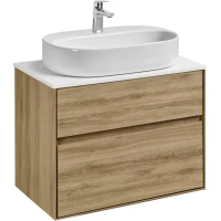 Тумба с раковиной дуб эльвезия/белый глянец 74,5 см Акватон Либерти 1A2795K5LY010