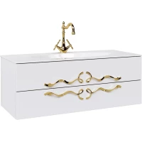 Тумба с раковиной белый глянец 120 см Clarberg Due Amanti DUE0112W + EL.12.04.D + DUER8GL