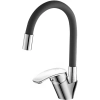 Смеситель для кухни OneLife P11-007cr с гибким изливом, хром/черный