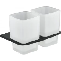 Стакан для зубных щеток Grocenberg AC0056BL двойной, настенный, черный матовый