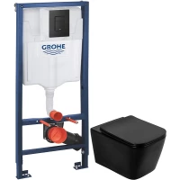 Комплект подвесной унитаз BelBagno Ardente-C BB3202CHR-MB + BB3202SC-MB + система инсталляции Grohe 38811kf0