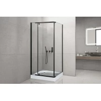 Душевой уголок с поддоном Royal Bath RB80HPV-T-BL 80x80 см, профиль черный матовый, стекло прозрачное