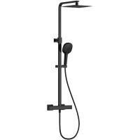 Душевая система AQUAme AQM8007MB 226 мм, с термостатом, черный матовый