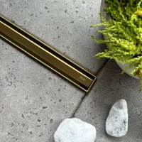 Душевой трап (лоток) Rea Neox Slim Pro REA-G5805 90 см, с решеткой, щелевой, золотой