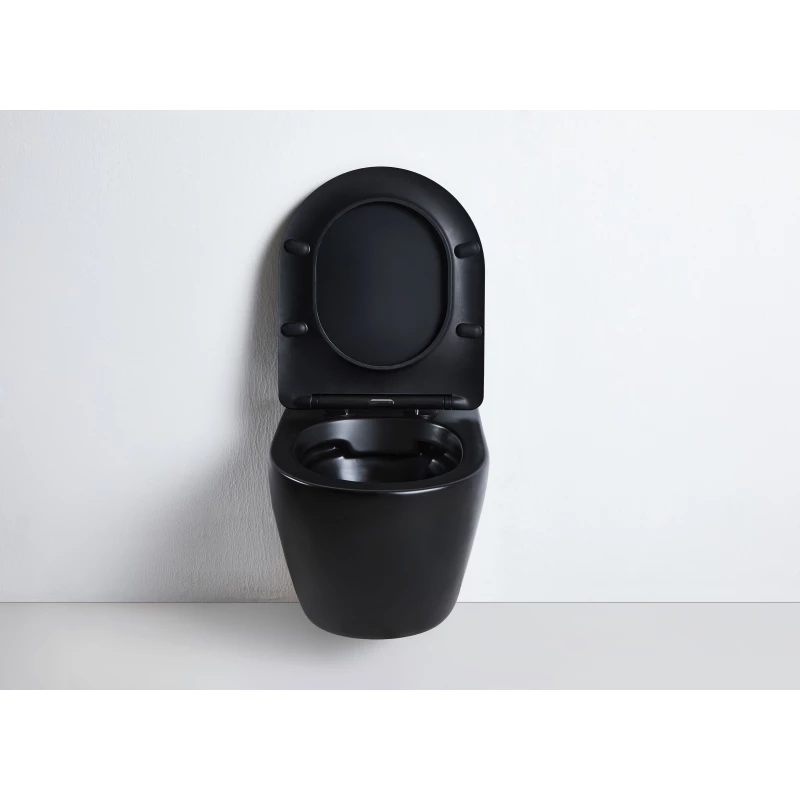 Унитаз подвесной Bond Oval F01-108 безободковый, с сиденьем микролифт, черный матовый