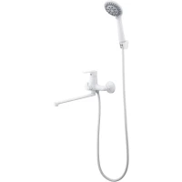 Смеситель для ванны Prohanss P64.22.08 универсальный, с душевым гарнитуром, белый