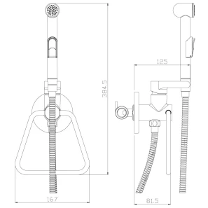 Изображение товара гигиенический душ rossinka x x25-55 со смесителем, хром