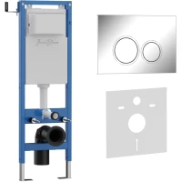 Инсталляция для унитаза Iberica Blanca Silencio Mini Esti-O IB.001M.823 с кнопкой смыва, хром