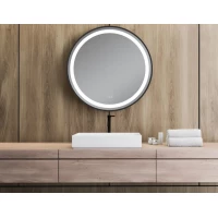 Зеркало Xpertials Klara Redondo 84354135-60711 80x80 см, с LED-подсветкой, сенсорным выключателем, диммером, антизапотеванием, черный матовый