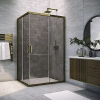 Душевой уголок Vegas Glass ZA-F TUR NOVO 100*90 05 07 100x90 см, профиль бронза, стекло графитовое