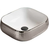 Раковина-чаша CeramaLux 78321 45x40 см, накладная, белый/серебряный