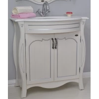 Тумба с раковиной слоновая кость серебряная патина 86 см Atoll Ривьера