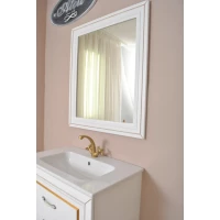 Зеркало 60,5x72,5 см белый матовый золотая патина Atoll Валери