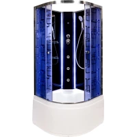 Душевая кабина 90x90x208 см Deto BM4590NLED+GMBLACK матовое с прозрачным узором