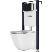 Комплект инсталляция с унитазом IDDIS Profix BASTQ02i73 с кнопкой смыва, черный матовый + унитаз подвесной IDDIS Torr безободковый, торнадо, с сиденьем микролифт, белый