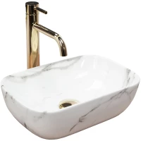 Раковина-чаша Rea Belinda Mini REA-U6505 36x25 см, накладная, белый мрамор