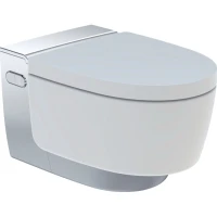 Электронный унитаз-биде подвесной Geberit AquaClean Mera Comfort 146.214.21.1 безободковый, с сиденьем микролифт, хром/белый