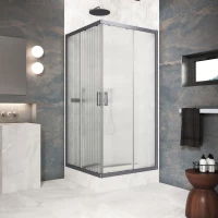 Душевой уголок Vegas Glass ZA Protec 120 06 Moru 120x120 см, профиль оружейная сталь матовый, стекло рифленое