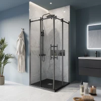 Душевой уголок BelBagno Marino MARINO-A-2-100-C-NERO 100x100 см, профиль черный матовый, стекло прозрачное