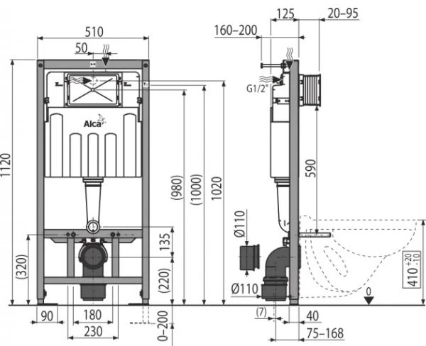 Комплект подвесной унитаз Grossman GR-4441S + система инсталляции AlcaPlast AM101/11203:1RUSSETM70 SETGR4441S/11 - фото 10