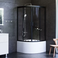 Душевой уголок Am.Pm Gem W90G-401A090BT 89,5x89,5 см, профиль черный матовый, стекло прозрачное