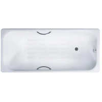 Ванна чугунная Delice Aurora DLR230606R-AS 170x75 см, с отверстиями под ручки, антискользящим покрытием, белый