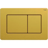 Кнопка смыва Рехау Nova Quad Steel 19102761001 для инсталляции, золотой матовый