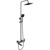 Душевая система Fmark FS8745-22Q 200 мм, со смесителем, графит