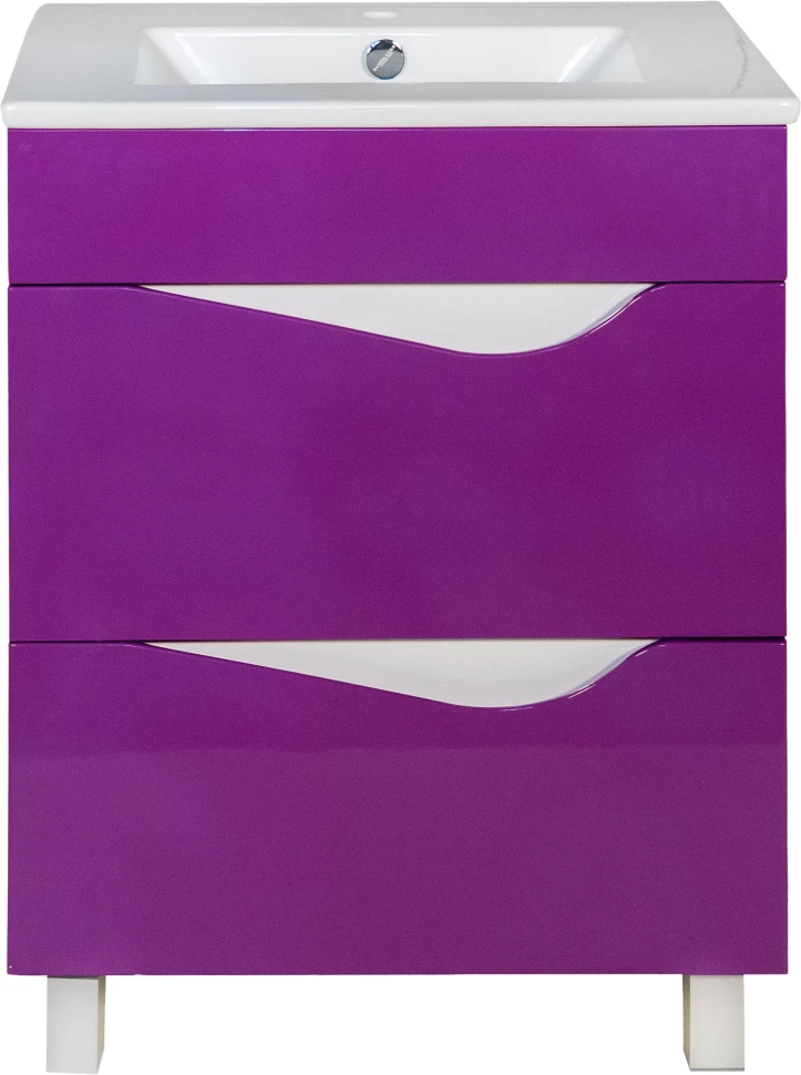 Тумба с раковиной фиолетовый глянец/белый глянец 60,9 см Bellezza Эйфория 4639109000411 + 4640013393575