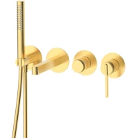 Смеситель для ванны DQ Bonn DA1704807 встраиваемый, с душевым гарнитуром, золотой матовый