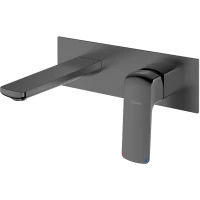 Смеситель для раковины Lemark Hosta LM12326LGM встраиваемый, без донного клапана, графит матовый