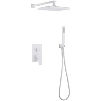 Душевой комплект Abber Weiss Insel AF8018FW 310x250 мм, со смесителем, белый матовый