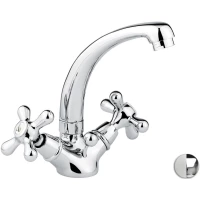 Смеситель для раковины Emmevi Deco Classic 12913/BC с донным клапаном, хром/белый