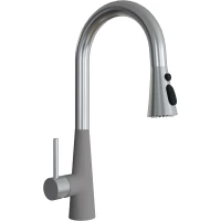 Смеситель для кухни Florentina Вита Про 313.29Н.1223.305 с выдвижным изливом, нержавеющая сталь/грей