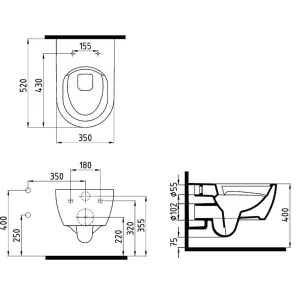 Изображение товара подвесной безободковый унитаз с функцией биде с сиденьем микролифт bewash melville hrka052n3ve0w5sz0