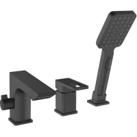 Смеситель на борт ванны Esko Vela PB 355B с душевым гарнитуром, черный матовый