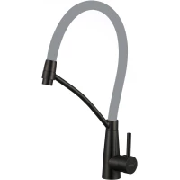 Смеситель для кухни Fmark FS8255H-04 с гибким изливом, черный матовый/серый