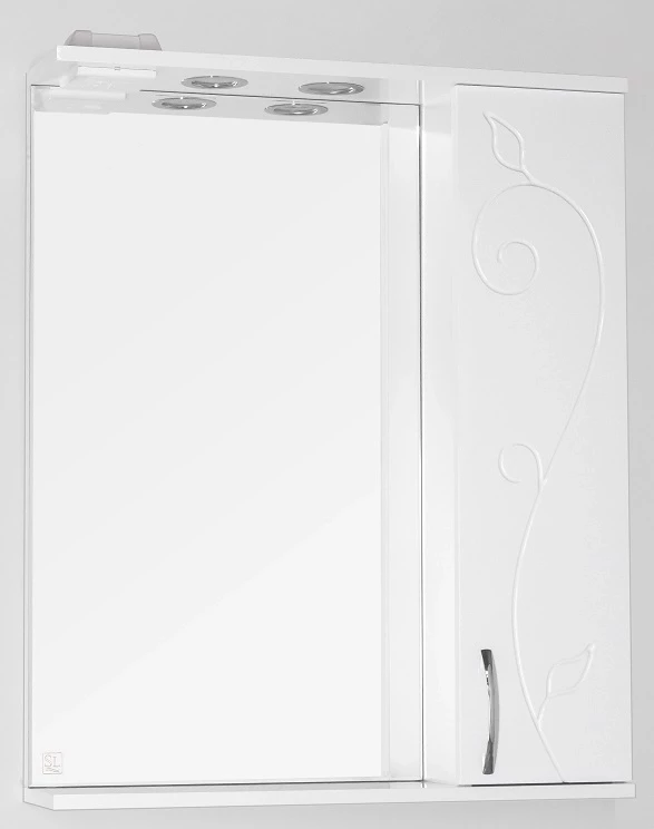 Зеркальный шкаф 65x83 см белый глянец Style Line Панда Фьюжн ЛС-00000078 зеркало шкаф style line панда фьюжн 65 с подсветкой белый лс 00000078