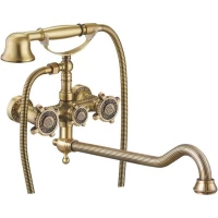 Смеситель для ванны Zorg Antic A 2001WDN-BR универсальный, с душевым гарнитуром, бронза
