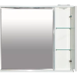 Изображение товара зеркальный шкаф misty элвис п-элв-01085-011п 83,2x74,2 см r, с подсветкой, выключателем, белый глянец