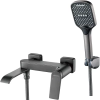 Смеситель для ванны Shevanik S4102T с душевым гарнитуром, оружейная сталь